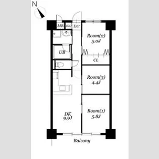 ROSE TOWER元今泉【405号室】の間取り