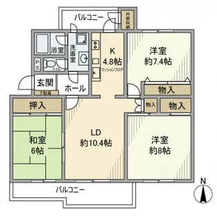 西所沢椿峰ニュータウン27街区1号棟【3階】の間取り