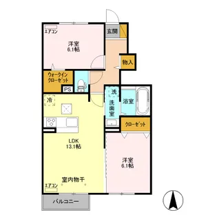 カーサ トラディシオン A【102号室】の間取り