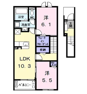 ヒカルサ名古屋港区大西Ⅱ【2階】の間取り