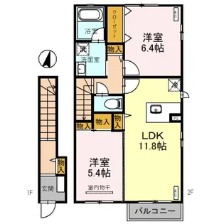 KOGAーKEYAKI ALLEYCLE E【2階】の間取り