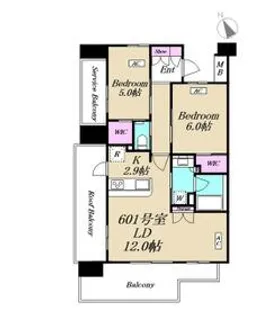 グローリオレジデンス船堀【6階】の間取り