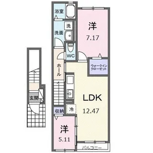 ベルヴィ 安田【2階】の間取り