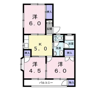 ツインハイツB【2階】の間取り