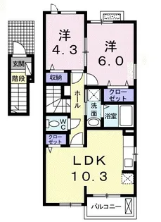 エムセレーノA【2階】の間取り