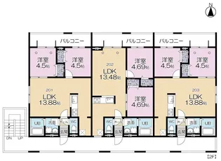 Grand Reve E棟【203号室】の間取り