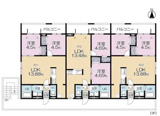 Grand Reve E棟【301号室】の間取り