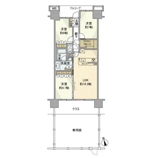 ユトリシア弐番街【1階】の間取り