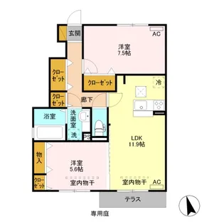 ピーノ・ポルト A【1階】の間取り