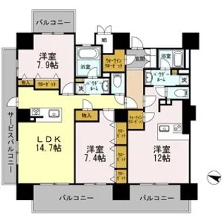 ロイヤルパークスERささしま【901号室】の間取り