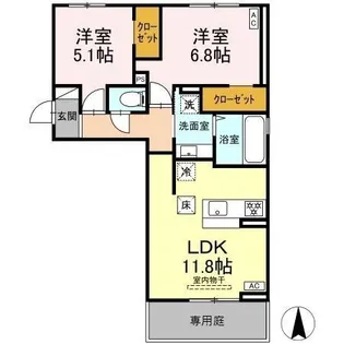トリシア野多目I【101号室】の間取り