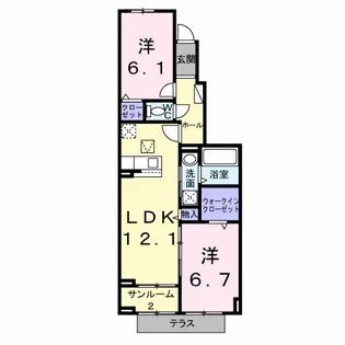 ベル・コリーヌB【1階】の間取り