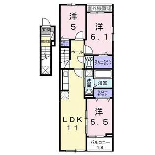 ベル・コリーヌB【2階】の間取り