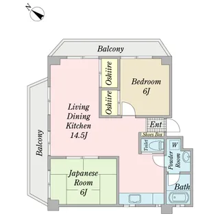 ハピネスシャトーリンデン【202号室】の間取り