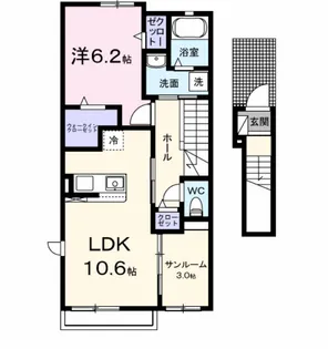 カーサ アバンツァート【203号室】の間取り