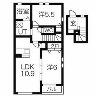 コスモスⅡ【2階】の間取り