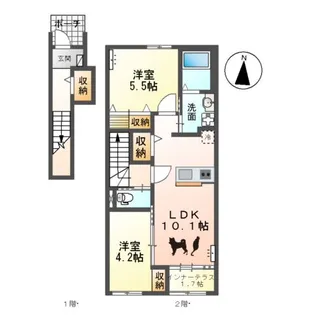 仮)那珂市菅谷字杉原新築アパート【2階】の間取り