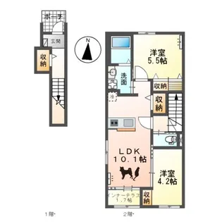 仮)那珂市菅谷字杉原新築アパート【2階】の間取り