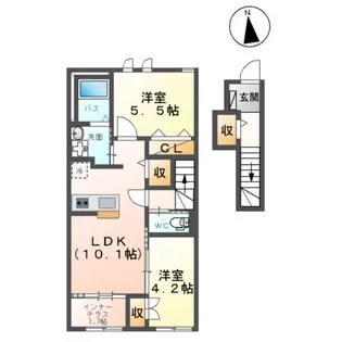 ROUTE 4 TERRACE(ルートフォーテラス)【2階】の間取り
