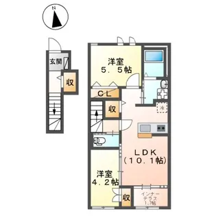 ROUTE 4 TERRACE(ルートフォーテラス)【2階】の間取り