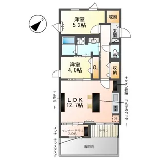 ラ・セルリアン(La Cerulean)【1階】の間取り