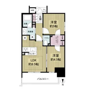 ラシュレ天満橋【15階】の間取り