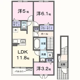 プリムローズM2【2階】の間取り