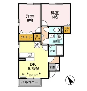 ビューバレー星の宮 F【1階】の間取り