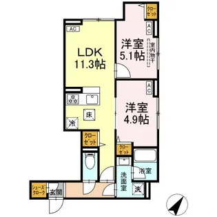 セレスティア下丸子【1階】の間取り