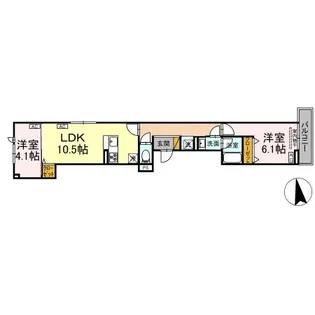 セレスティア北加平【3階】の間取り