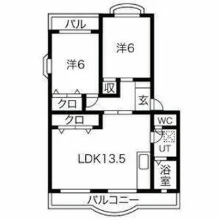 ビューネ松富Ⅱ【3階】の間取り