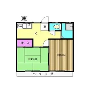 アサヒコーポ【1階】の間取り