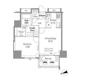 レジディアタワー目黒不動前【17階】の間取り