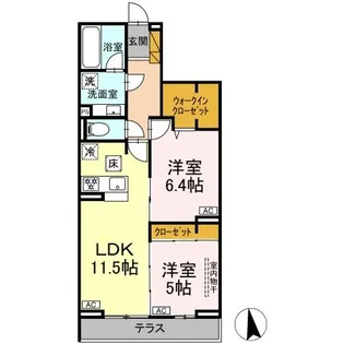 ラ・ペッシュ【1階】の間取り