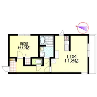 クレシア西谷【0201号室】の間取り