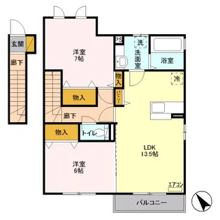 ピーノ・ロングハーモニー B【2階】の間取り