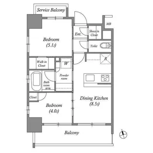 エスタート品川南大井【12階】の間取り