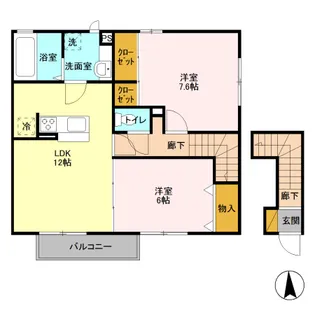 サンメゾン真弓 B【2階】の間取り