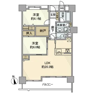 グローリアス安城二本木町北館【1302号室】の間取り