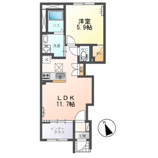 仮)水戸市笠原町字下組新築アパートA棟【1階】の間取り