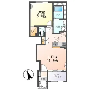 仮)水戸市笠原町字下組新築アパートA棟【1階】の間取り