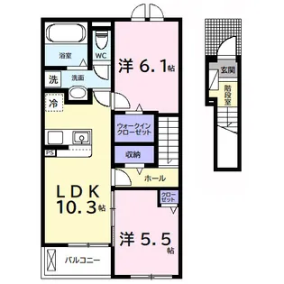 今津朝山アパートⅡ【2階】の間取り