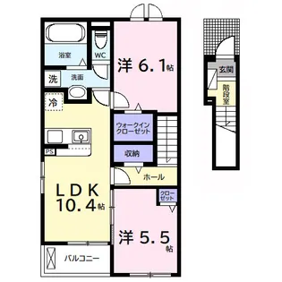 今津朝山アパートⅡ【2階】の間取り