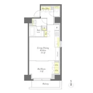 プライムメゾン日本橋馬喰町【7階】の間取り