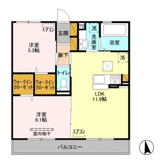 リーフアベニュー【1階】の間取り