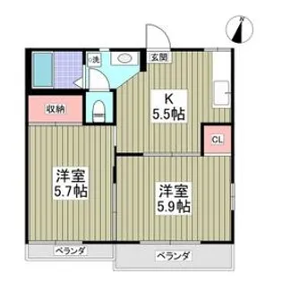 富士見コーポA棟【2階】の間取り