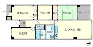 ティアラ豊中【5階】の間取り