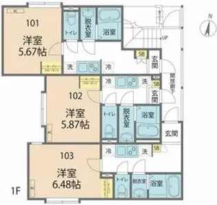カインドネス相模大野West【1階】の間取り