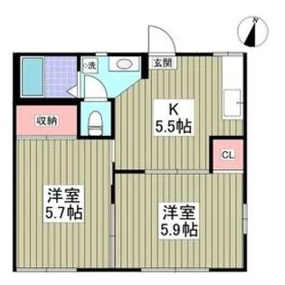 富士見コーポA棟【1階】の間取り