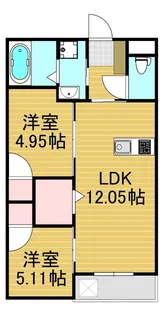 フェリスタ前原中央Ⅱ【3階】の間取り